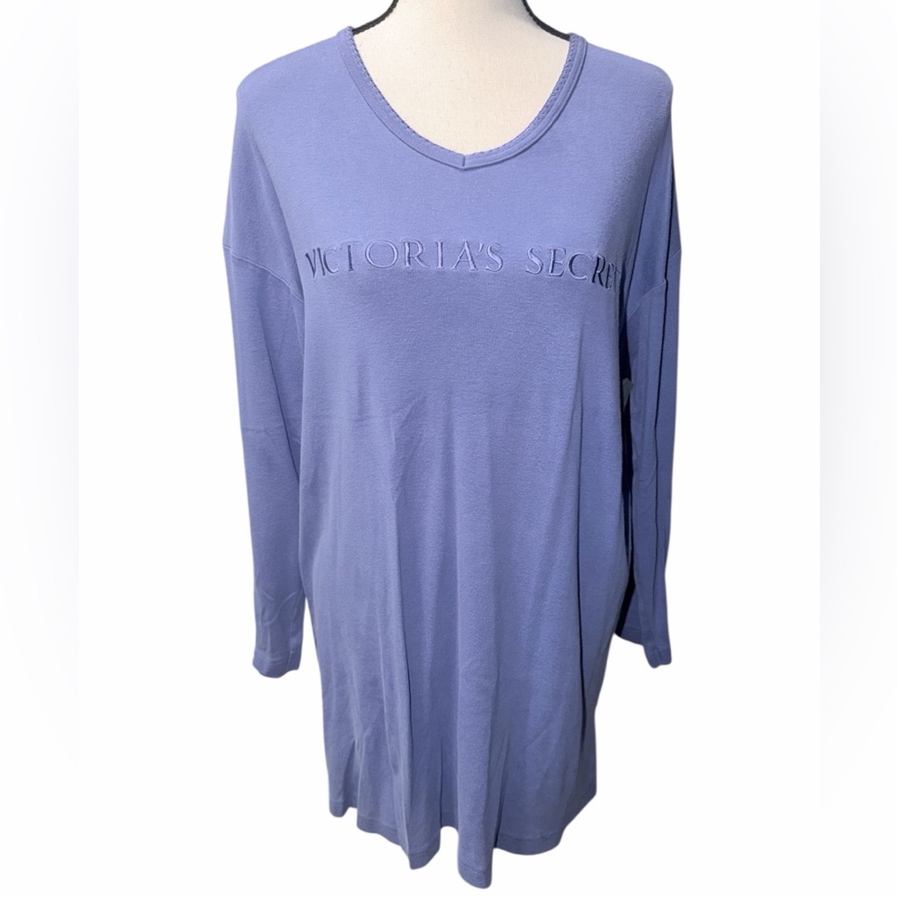 Vintage Victoria’s Secret Oversized Long Sleeved Purple Cotton Moomoo Nightgown - Picture 3 of 5